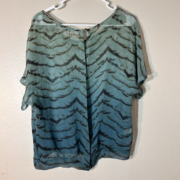 Gypsy 05 Made In Hollywood Small Boxy 100% Silk Boho Top Shirt Blue Blouse - Picture 3 of 5